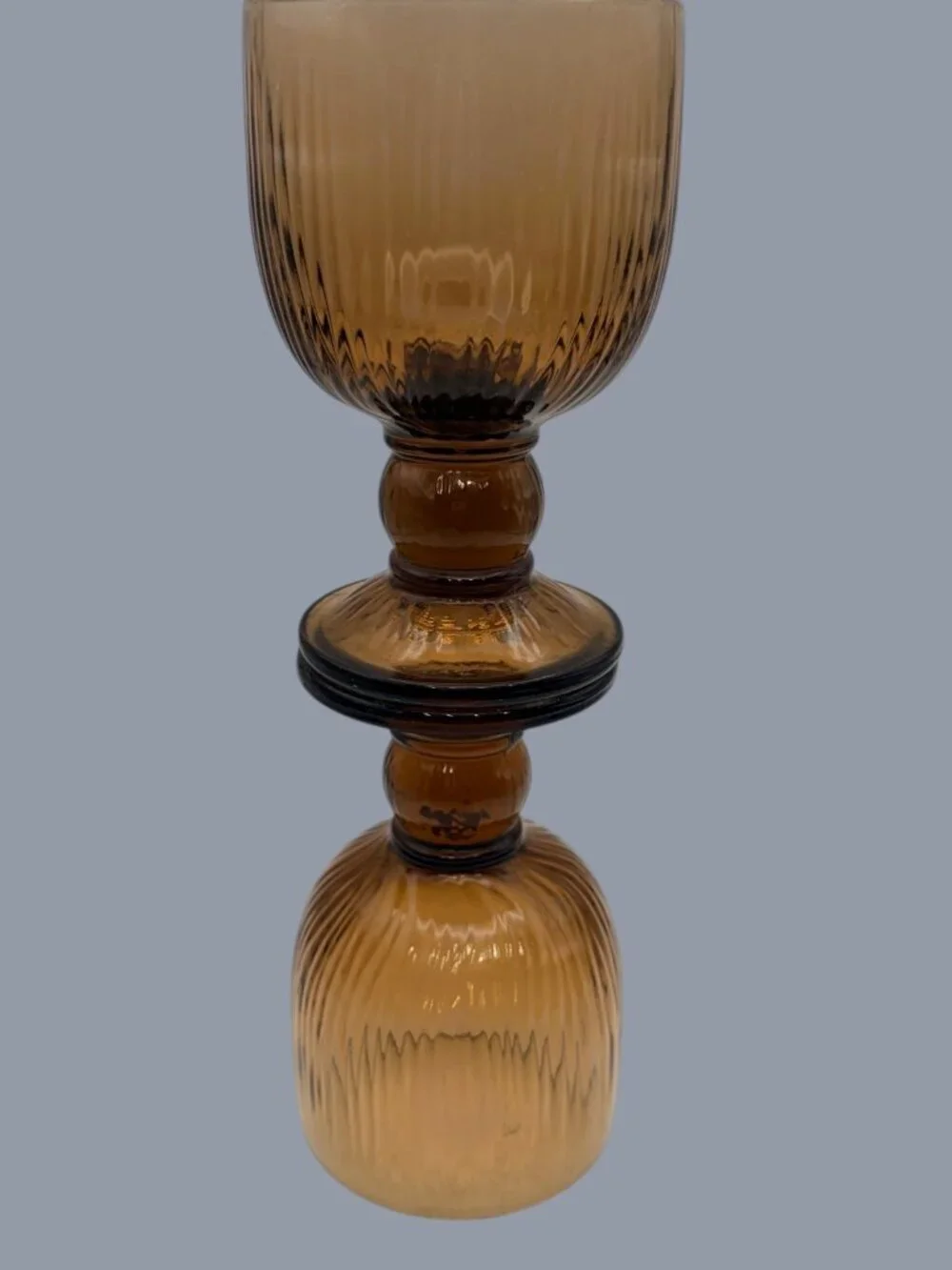 Pfaltzgraff Gourmet Heavy Brown Glass Stemmed Goblets VTG USA HTF Smoked Glass